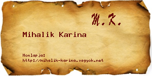 Mihalik Karina névjegykártya